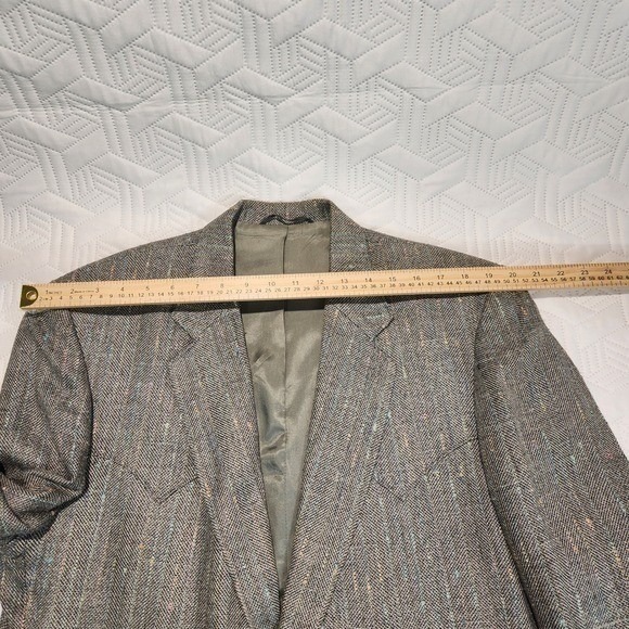 Blazer Men Gray Tweed Circle S Western 44R Color Speck Herringbone cowboy